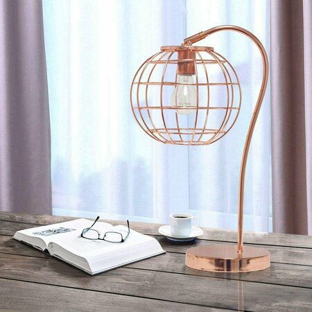STAR BRITE Lalia Home Arched Metal Cage Table Lamp, Rose Gold ST2752004